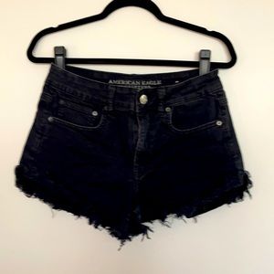 American Eagle high waist black cut off shorts stretch size 8